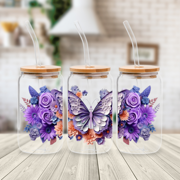 Plum Butterflies & Flowers